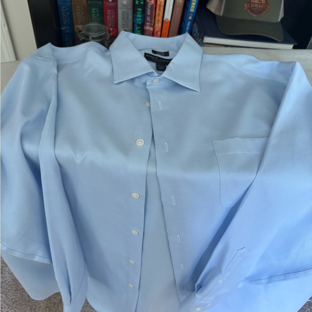 Pronto Uomo Blue Dress Shirt Classic Formal Wear 18 1/2 - 34/35 long sleeved